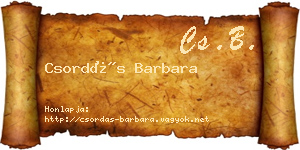 Csordás Barbara névjegykártya