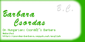 barbara csordas business card